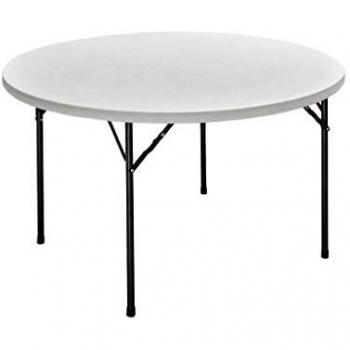 Mesa Redonda Plegable Blanca 180x74 cm para 10 Personas - Polietileno HDPE, Cierre Plegado por la Mitad, Peso Máximo 150 kg
