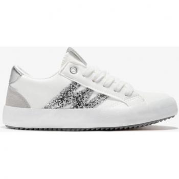Zapatillas deportivas B&W para niña en color blanco-plata, con plantilla extraíble, cordones y diseño cómodo