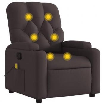 Sillón de masaje reclinable de tela marrón oscuro