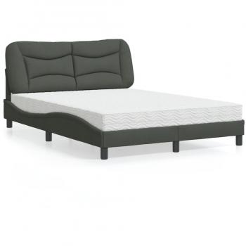 Cama con colchón gris oscuro 140x190 cm Tela vidaXL