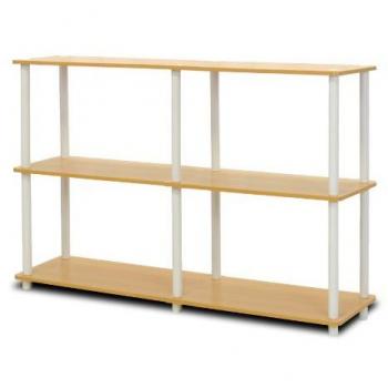 Furinno Turn-N-Tube 3-Tier Double Size Storage Display Rack, Beech/White