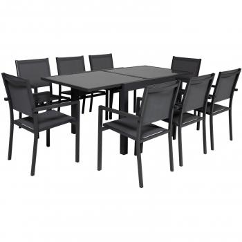 Conjunto de jardín extensible de 8 plazas gris - aluminio antracita