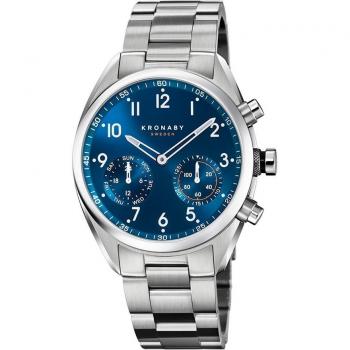 Kronaby Apex 43mm Men's Quartz Watch - Blue Stainless Steel Band