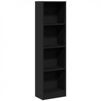 Estantería de Madera de Ingeniería Negra 40x24x143 cm, Estante de Almacenamiento, Librería, Armario de Almacenamiento