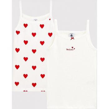 Pack de 2 camisetas de tirantes Corazón de algodón ecológico para niña - Petit Bateau