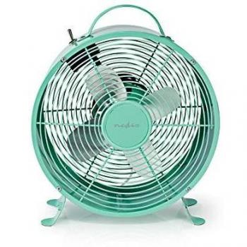 NEDIS Ventilador de Mesa Ventilador de Escritorio de Estilo Retro - Diámetro 25 cm - 2 Velocidades - Turquesa Turquoise 1.50 m
