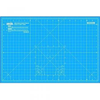 ANSIO Base de corte A3 doble cara auto curación 5 capas para Costura y Manualidades - Imperial/métrica 17 pulgadas x 11 pulgadas / 42 cm x 27 cm - Azul Cielo / Verde Lima