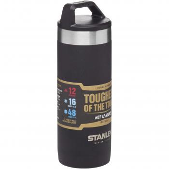 Stanley Taza Empacable Irrompible de la Serie Maaestra .53 Litros en color Negro Fundido 1.0 mm Acero Inoxidable 18/8 Aislamiento Quavac A prueba de fugas Aislado al vacío Tapa forrada de Acero Compa