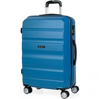 Itaca Elba Maleta Mediana Rígida ABS 4 Ruedas Color Azul Candado de Combinación 61x44x26cm T71660