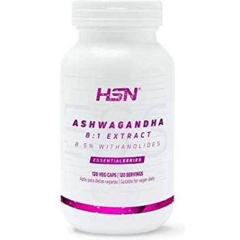 Ashwagandha Extracto 10:1 de HSN | 12000mg de Raíz de Withania somnifera por Dosis Diaria 102mg de Withanolides | Adaptógeno Natural | No-GMO, Vegano, Sin Gluten ni Lactosa | 120 Veg Caps