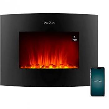 Cecotec Chimenea Eléctrica Ready Warm 2250 Curved Flames Connected, 2000W, WiFi, control vía App, 2 Niveles de Potencia, Mando a Distancia, Tamaño 22