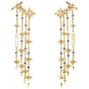 Pendientes Guess In The Sky JUBE03323JWYGT-U con diseño de estrellas y cadenas en color dorado