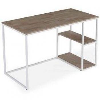 Mesa de estudio Jacob con 2 estantes nogal honey/blanco 75x120x60 cm