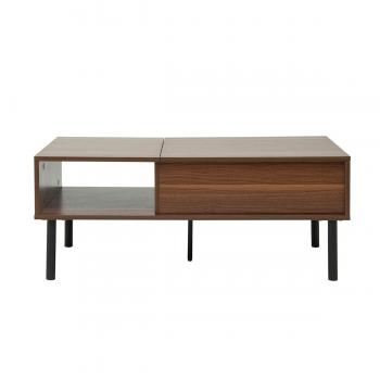 Mesa de centro elevable KANE de madera oscura y metal 100 cm - Nogal