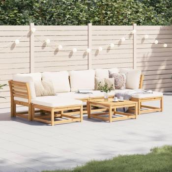 7-Piece Acacia Wood Garden Lounge Set with Cushions