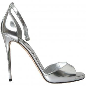 Dolce & Gabbana Silver KEIRA Leather Heels Sandals Shoes - EU40/US9.5