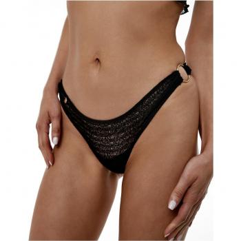 Tanga Marlene - Negro con encaje tipo red y detalle de arandelas
