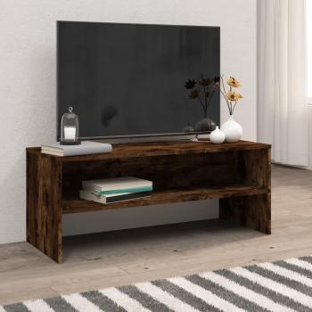 Mueble de TV madera contrachapada roble ahumado 100x40x40 cm Marrón