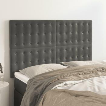 Cabeceros de terciopelo gris oscuro (4 unidades) 72x5x78/88 cm
