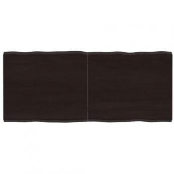 Tabla superior de mesa de madera tratada, borde vivo marrón oscuro, dimensiones 140x60x(2-4)cm, roble sin tratar