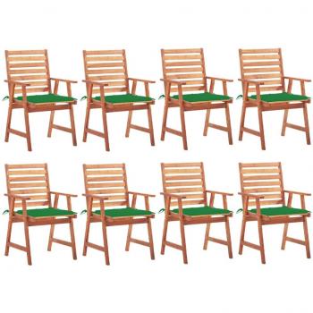 8-Piece Outdoor Dining Chair Set with Cushions - Solid Acacia Wood