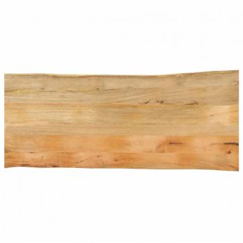 Mesa de madera maciza de mango con bordes vivos, 140x60x2,5 cm, color marrón