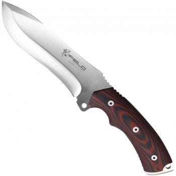 Cuchillo iField 150 con mango de micarta roja y hoja de acero 440C, 58-60 HRC