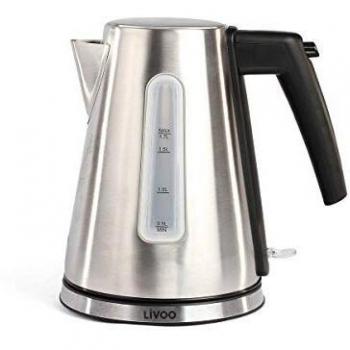 LIVOO Feel good moments - Hervidor eléctrico de acero inoxidable, capacidad de 1,7 litros. Parada automática, filtro anti-calcificación extraíble, 2200 W. DOD161 Gris