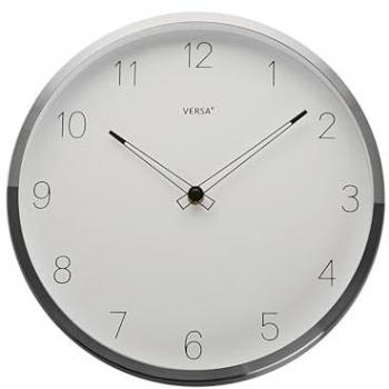 Reloj de Pared Redondo Clásico de Aluminio Gris, 30 cm