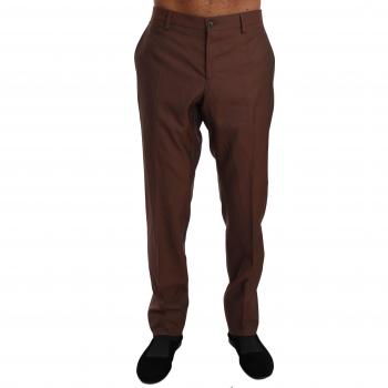 Dolce & Gabbana Brown Wool Silk Formal Trousers Pants - IT54 | XXL