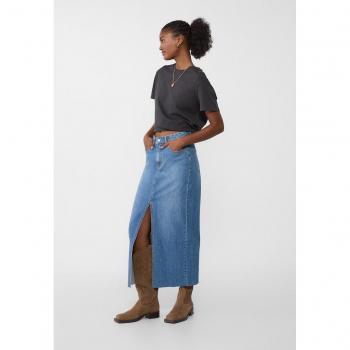 Stradivarius Long Denim Comfortable Skirt - Medium Light Blue Denim, Size 6 & Size 10