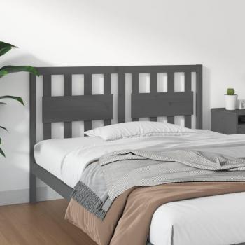 Cabecero de cama gris 125,5x4x100 cm madera maciza de pino