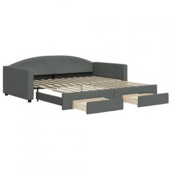Sofá cama nido con cajones tela gris oscuro 100x200 cm