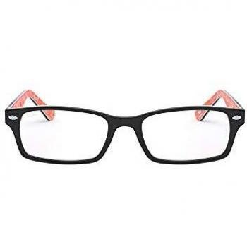 Ray-Ban RX 5206 Rectangular Black and White Red Unisex Eyeglasses Frames - One Size
