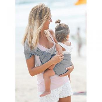 Sukkiri Gris - Bandolera Sling de Agua para Verano, Tejido Rejilla, Secado Rápido, Porteo Ergonómico para Recién Nacidos hasta 15Kg