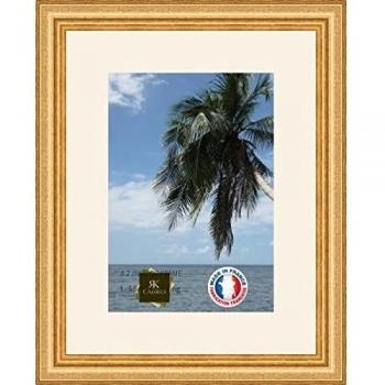 RK Cadres Marco de Fotos con paspartú Blanquecino para Obtener una Imagen 24x34 o 34 x 24 cm Marco de la Foto Oro de Lujo Classic, 4.2 cm de Ancho, Marco de Madera de Fotos