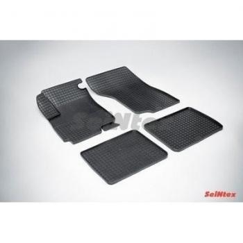 Seintex SX00483 Alfombras de Goma Grid, Color Negro, Set de 4