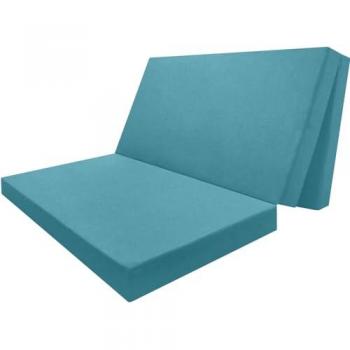 Colchón Plegable Camper Turquesa 80x190 cm con Núcleo D28 kg/m3 Desenfundable - Ideal para Furgonetas, Camping y Cama de Invitados