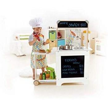 Wooden Play Kitchen with Pull-Out Table for Kids