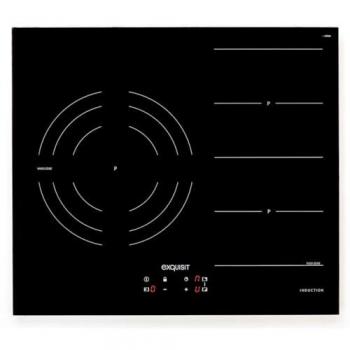 Placa de Inducción Flexible Exquisit EKI653F con 3 Zonas Combinables, Función Booster, Temporizador y Control Táctil, Vitrocerámica Fácil de Limpiar con Marco de Acero Inox