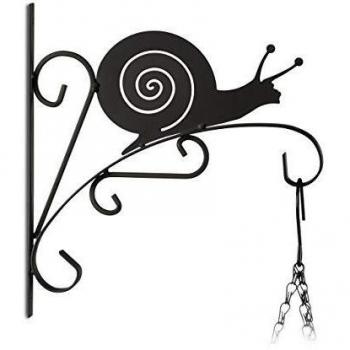 Gancho de Pared para Macetas Caracol Relaxdays, Decoración de Jardín en Metal, 30 x 28 x 2 cm, Negro