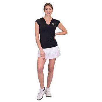 Bidi Badu Camiseta de Manga Corta Crew V-neck para Mujeres - Negro - Talla S