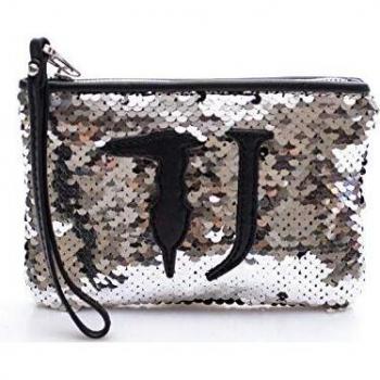 Trussardi Jeans - Bolsa de tela vaquera con logo de T-Wow Silver/Black Talla única