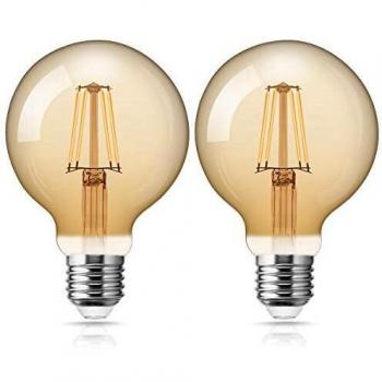Fulighture Edison Vintage Bombilla, E27 LED Filamento Lámpara, 4W Equivalente a 40W, 400lm, Blanco Cálido 2700K, Bombilla Vintage ideal para nostalgia y retro iluminación, no regulable, 2 unidades