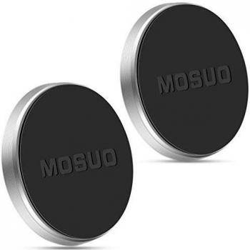 MOSUO Soporte Móvil Coche Iman, 2 Pack Iman Coche Móvil con 4 Placas Metal para Salpicadero/Pared, Soporte Teléfono Coche Magnético para iPhone/Samsung/Echo Dot/LG/GPS -Plata