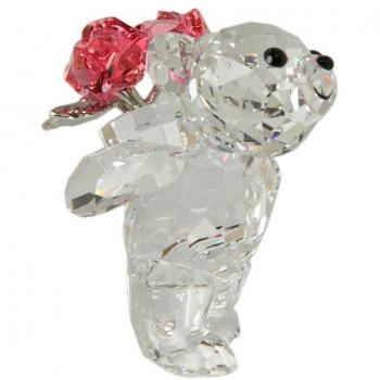 'Swarovski 5063324 Kris oso – Sag es con rosas Figura Cristal 3,9 x 3,5 x 2,6 cm, transparente/rojo