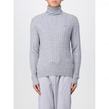Sun68 Men's Light Grey Cable Knit Turtleneck Sweater - Size XL