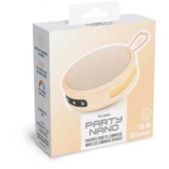 Altavoz Portátil BigBen Party Nano 15W Bluetooth TWS IP54 con Efectos Luminosos Color Naranja Pastel