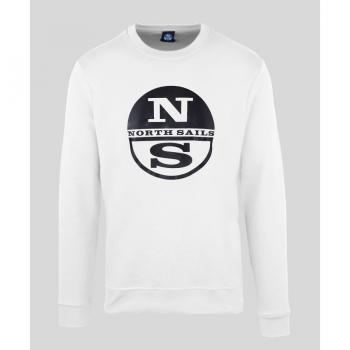North Sails Men's Long-Sleeved Crew Neck Sweatshirt 9024130 - White Cotton - Size Small