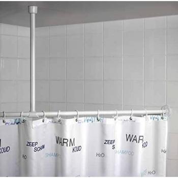 Soporte de barra de ducha telescópico de aluminio blanco - 57 cm